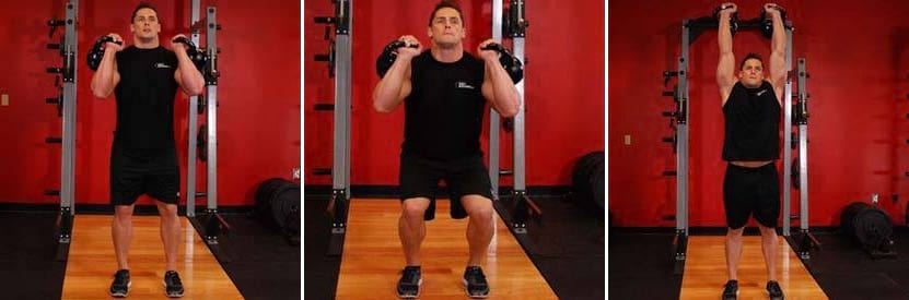 how to perform the Double Kettlebell Push Press Exercise https://get-strong.fit/Kettlebell-Push-Press-Exercise-Guide/Exercises